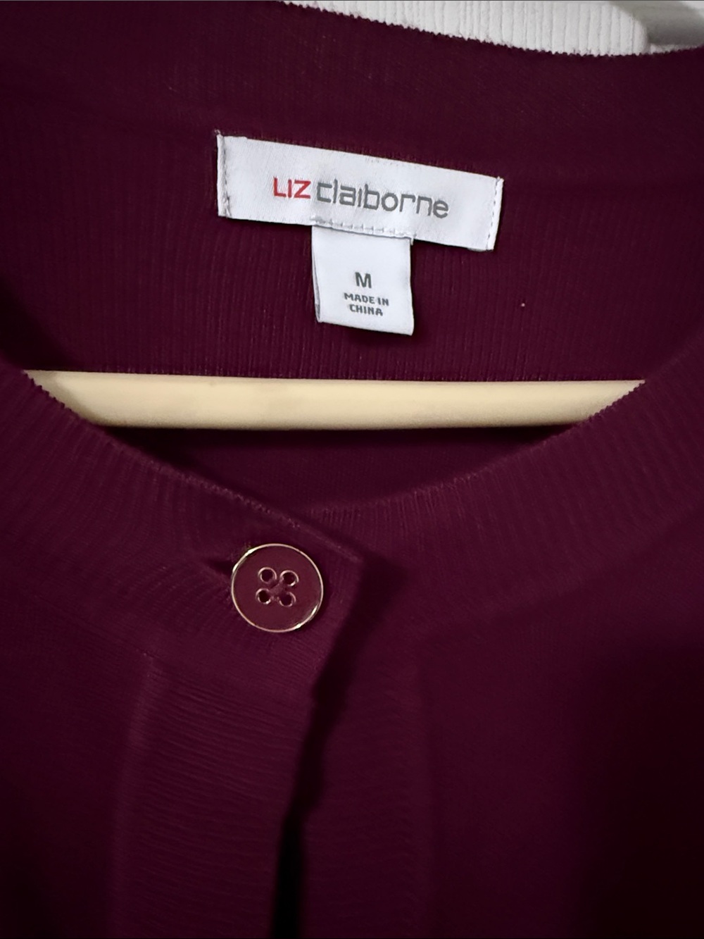 Liz Claiborne Deep Wine Button Front Cardigan - Picture 3 of 5